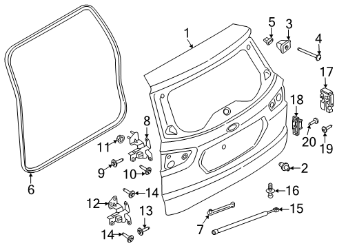 2019 Ford EcoSport Back Door - Door & Components Diagram