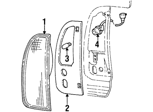 2002 Lincoln Navigator Lamp Assy - Rear, Stop And Flasher Diagram for 2L7Z-13404-CA