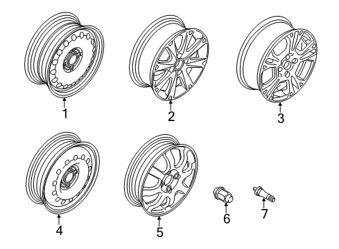 2011 Ford Fiesta Wheel Assembly Diagram for AE8Z-1007-A