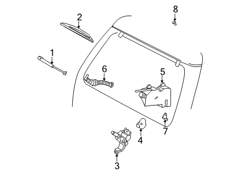 2001 Ford Explorer Lift Gate - Wiper & Washer Components Diagram