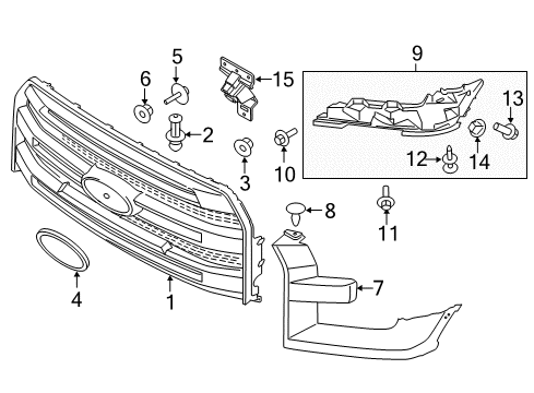 2015 Ford F-150 Grille Assembly - Radiator Diagram for FL3Z-8200-MA