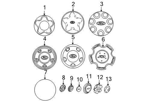 2004 Ford F-150 Heritage Wheel Covers & Trim Diagram