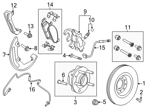 2011 Lincoln MKT Brake Components, Brakes Diagram 1 - Thumbnail