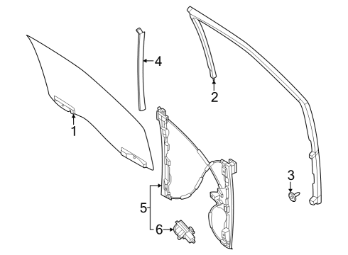 2024 Ford F-250 Super Duty Glass - Front Door Diagram