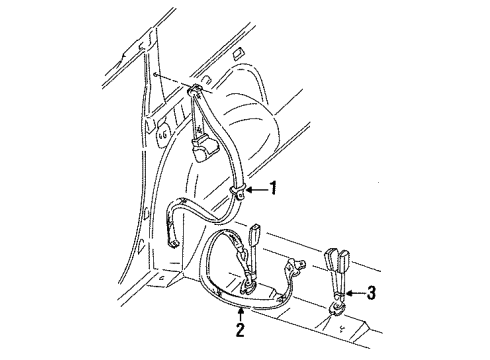 1999 Mercury Mystique Belt And Buckle Assembly Diagram for F8RZ-5460044-AAC