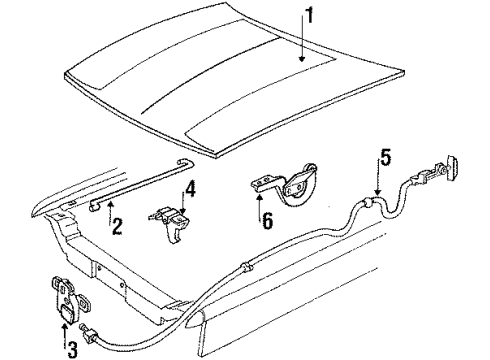 1984 Ford Tempo CABLE ASY HOOD LATCH Diagram for E43Z16916A