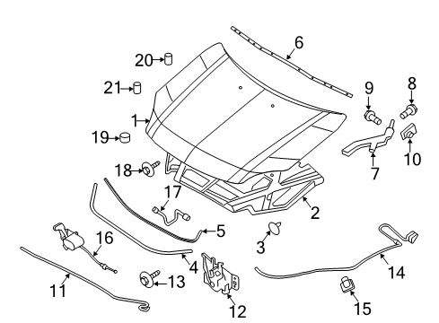 2006 Lincoln Zephyr Cable Assembly - Hood Control Diagram for 6E5Z-16916-AG