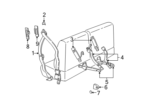 2000 Ford Explorer Cover - Seat Belt - Upper Diagram for F65Z-1560262-AAD