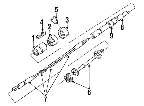 1990 Ford F-250 Steering Column & Shroud, Switches & Levers Diagram