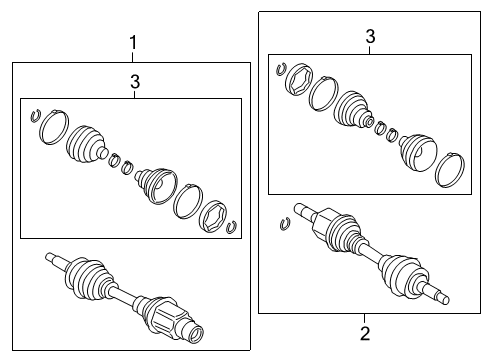 2022 Ford Ranger Drive Axles - Front Diagram