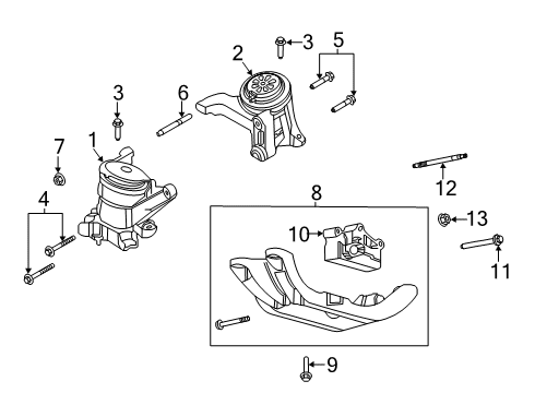 2020 Ford Explorer Engine & Trans Mounting Diagram 1 - Thumbnail