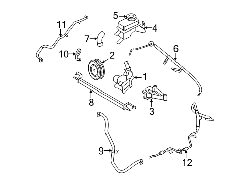 2005 Ford Freestyle Hose Assembly - Reservoir To Pump Diagram for 5F9Z-3691-BA