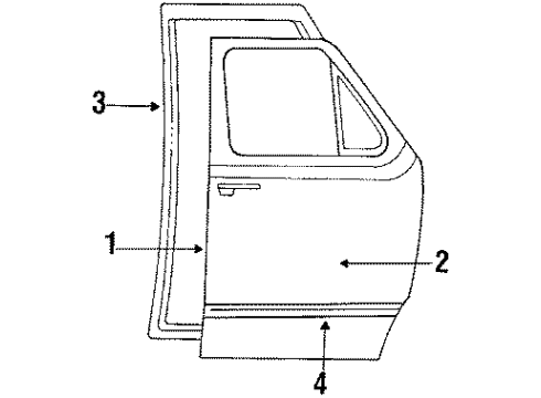 1990 Ford E-150 Econoline Club Wagon Door & Components, Exterior Trim Diagram