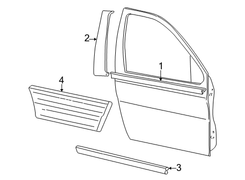 2005 Mercury Monterey Moulding - Door Outside Diagram for 4F2Z-1720879-BAPTM