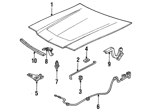 1985 Mercury Lynx CABLE ASY HOOD LATCH Diagram for E2FZ16916A