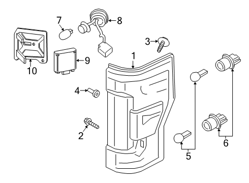 2020 Ford F-350 Super Duty Tail Lamps Diagram