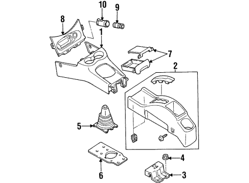 1997 Ford Escort Console Assembly Diagram for F7CZ54045A36AAF