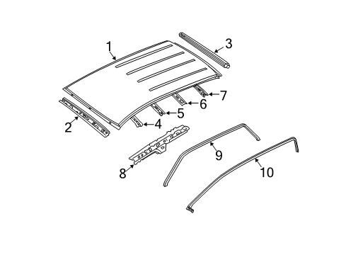 2011 Ford Escape Panel Assembly - Roof Diagram for 8L8Z-7850202-B