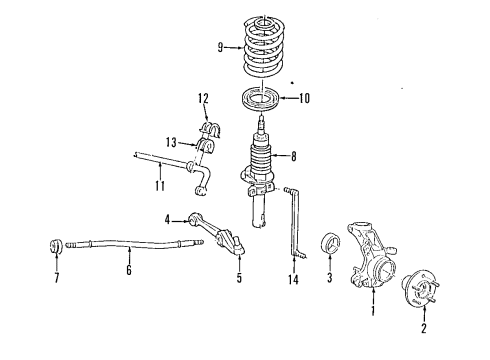 1999 Ford Windstar Front Suspension, Control Arm, Stabilizer Bar Diagram 2 - Thumbnail