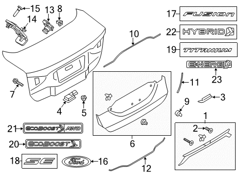 2014 Ford Fusion Exterior Trim - Trunk Lid Diagram