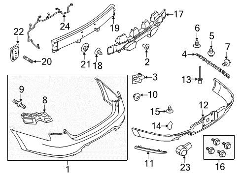 2011 Ford Taurus Bumper Assembly - Rear Diagram for AG1Z-17906-A