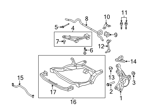 2009 Ford Edge Cross Member Assembly Diagram for 9T4Z-5C145-B