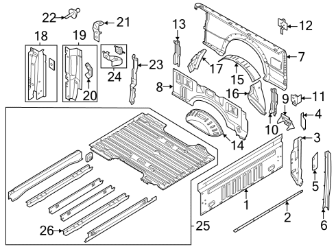 2024 Ford F-250 Super Duty Front & Side Panels, Floor Diagram