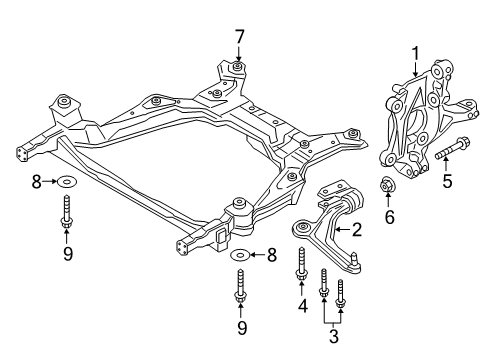 2018 Lincoln Continental Front Suspension Components, Lower Control Arm, Stabilizer Bar Diagram