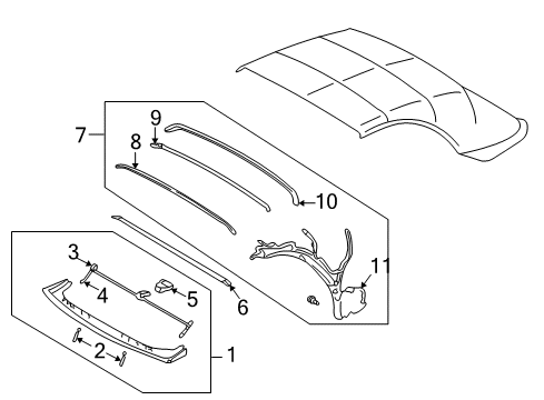 2002 Ford Thunderbird Bow Assembly - Roof Diagram for 1W6Z-7651269-AA