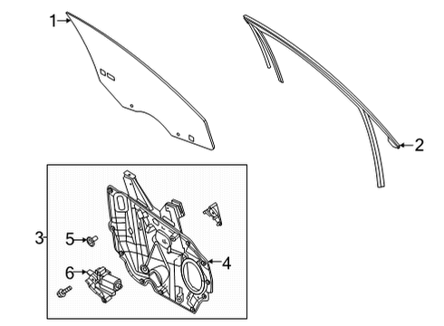 2020 Ford Escape Front Door - Glass & Lock Diagram 1 - Thumbnail