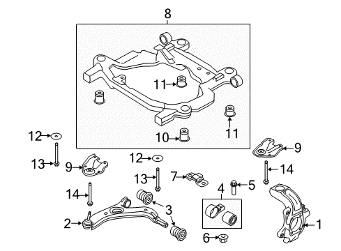 2014 Ford Flex Front Suspension, Control Arm, Stabilizer Bar Diagram 1 - Thumbnail