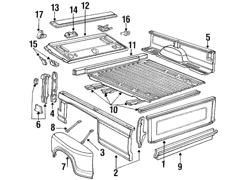 1988 Ford F-150 Fender, Tail Gate, Front & Side Panels, Floor Diagram