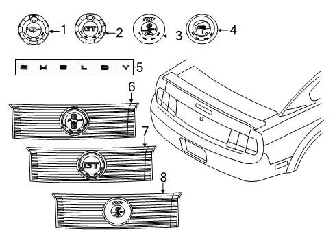 2013 Ford Mustang Emblem Diagram for DR3Z-6342528-BB