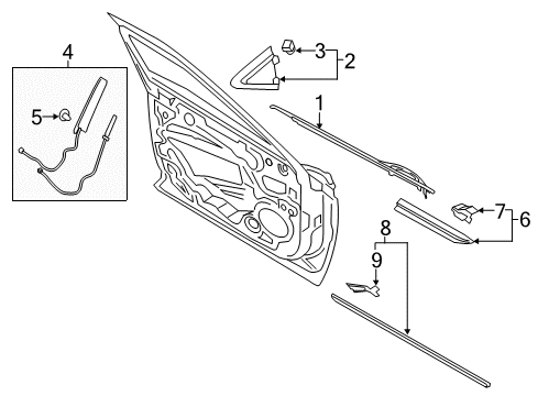 2018 Lincoln Continental Exterior Trim - Front Door Diagram