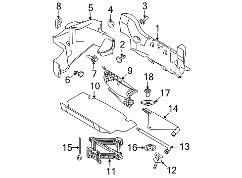 2006 Ford Mustang Carpet - Rear Quarter Panel/Luggage Compartment Diagram for 8R3Z-7645422-CA