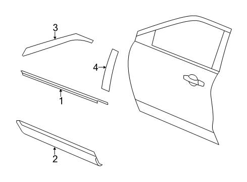 2014 Ford Explorer Exterior Trim - Front Door Diagram