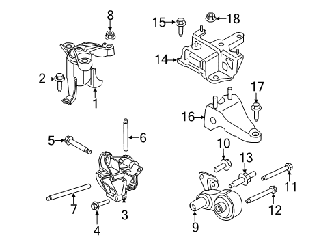 2018 Ford Fiesta Engine & Trans Mounting Diagram