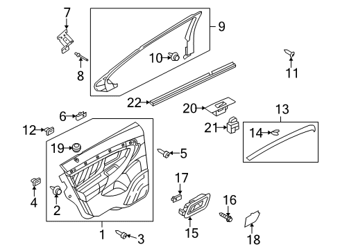 2013 Ford Police Interceptor Sedan Applique - Door Trim Panel Diagram for DG1Z-54275A37-DA