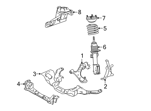 2005 Ford Mustang Front Suspension, Lower Control Arm, Stabilizer Bar, Suspension Components Diagram