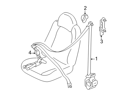 2005 Mercury Mariner Seat Belt Assembly Diagram for 6L8Z-78611B08-AAA