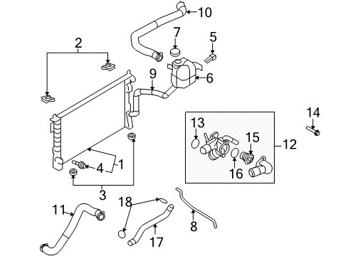 2007 Lincoln MKX Radiator & Components Diagram