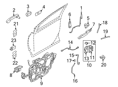 2007 Ford Five Hundred Front Door - Lock & Hardware Diagram