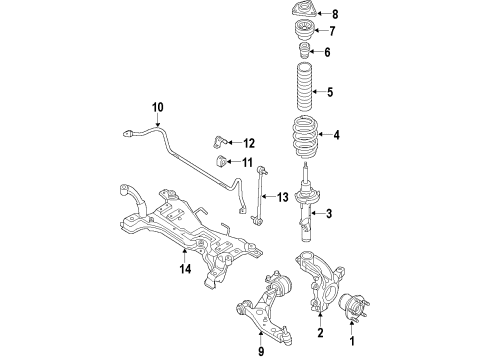 2013 Ford C-Max Cross Member Assembly Diagram for BV6Z-5019-E