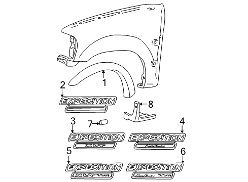 1999 Ford Expedition Exterior Trim - Fender Diagram