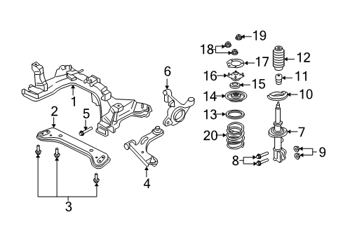 2008 Mercury Mariner Cross Member Assembly Diagram for 8L8Z-5C145-A