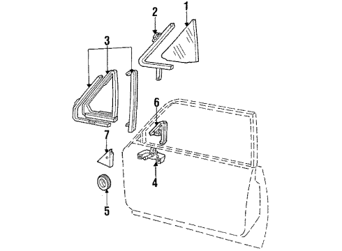 1984 Ford LTD Front Door Glass & Hardware Diagram 1 - Thumbnail