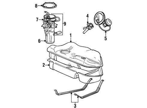 1996 Ford Taurus Fuel Tank Assembly Diagram for 1F1Z9002DA