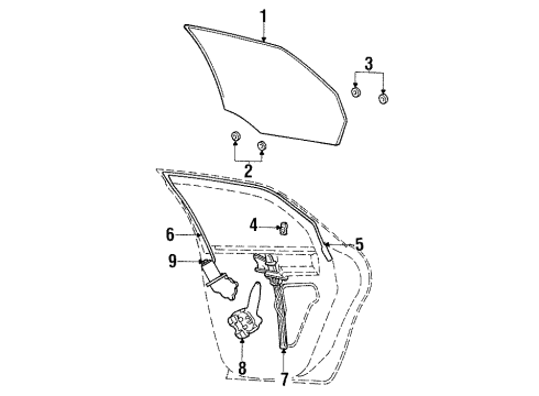 1997 Ford Taurus Run Assembly - Glass Diagram for 4F1Z-5425767-AA