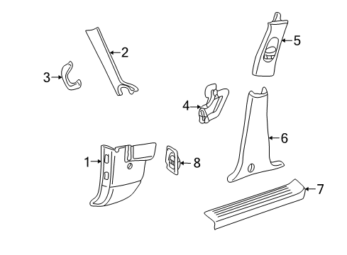 2004 Lincoln Aviator Plate - Door Scuff Diagram for 2C5Z-7813209-AAA