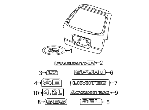 2006 Ford Freestar Nameplate Diagram for 4F2Z-1742528-BB